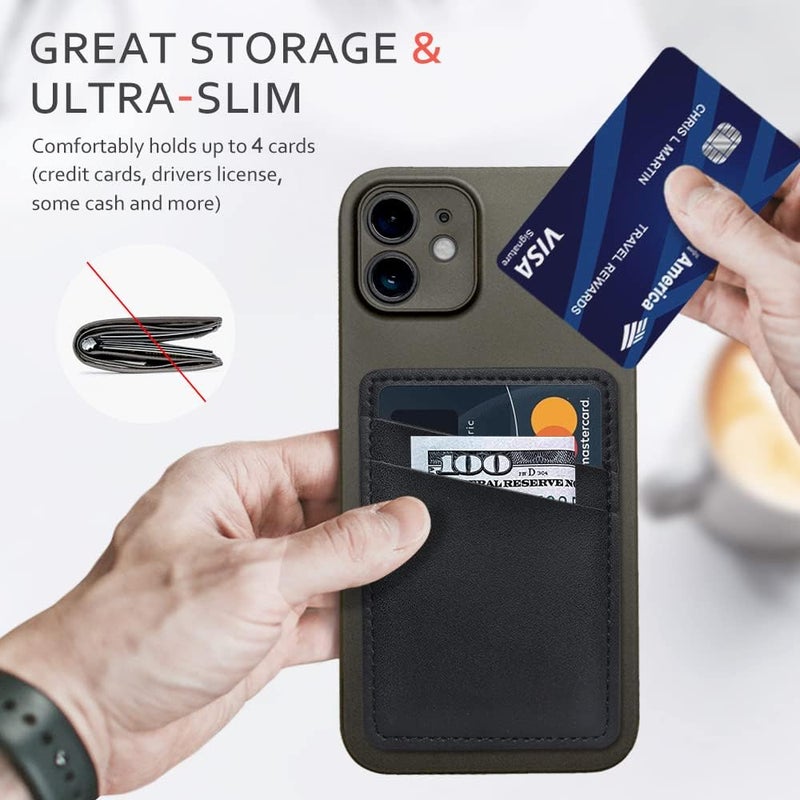 Limvory Leather Phone Wallet, Stick On Credit Card Holder for Phone Case - Compatible with iPhone, Samsung, Android & All Cell Phones - 2Pack Black - Image 3